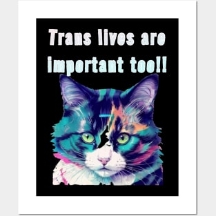 Pepe says... Trans Lives Are Important Too Blue Posters and Art